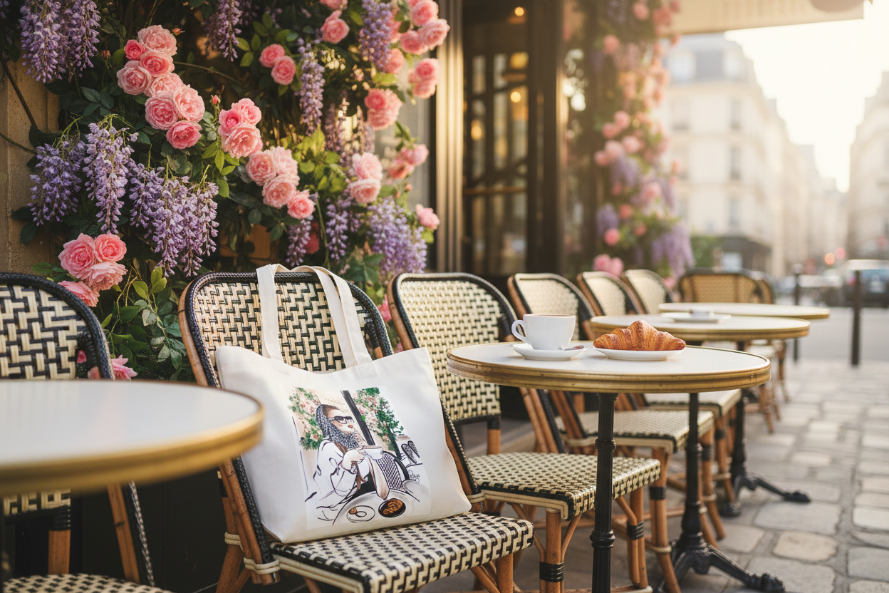 Tote Bag - Parisian Café Setting